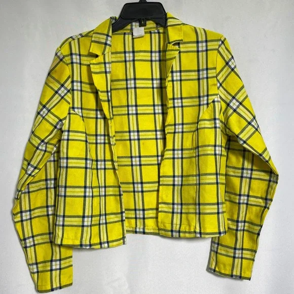 Clueless Cher Horowitz Yellow Plaid Costume Set Jacket Top Skirt Women's LARGE - Picture 2 of 16